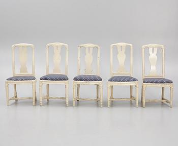 An assembled suite of 10 Transitional chairs, Stockholm, later part of the 18th century.