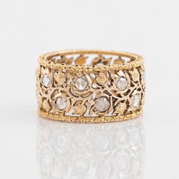 An 18K gold Buccellati ring set with rose-cut diamonds.