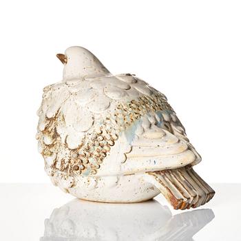 Tyra Lundgren, a chamotte stoneware sculpture of a pigeon, Sweden mid 20th century.