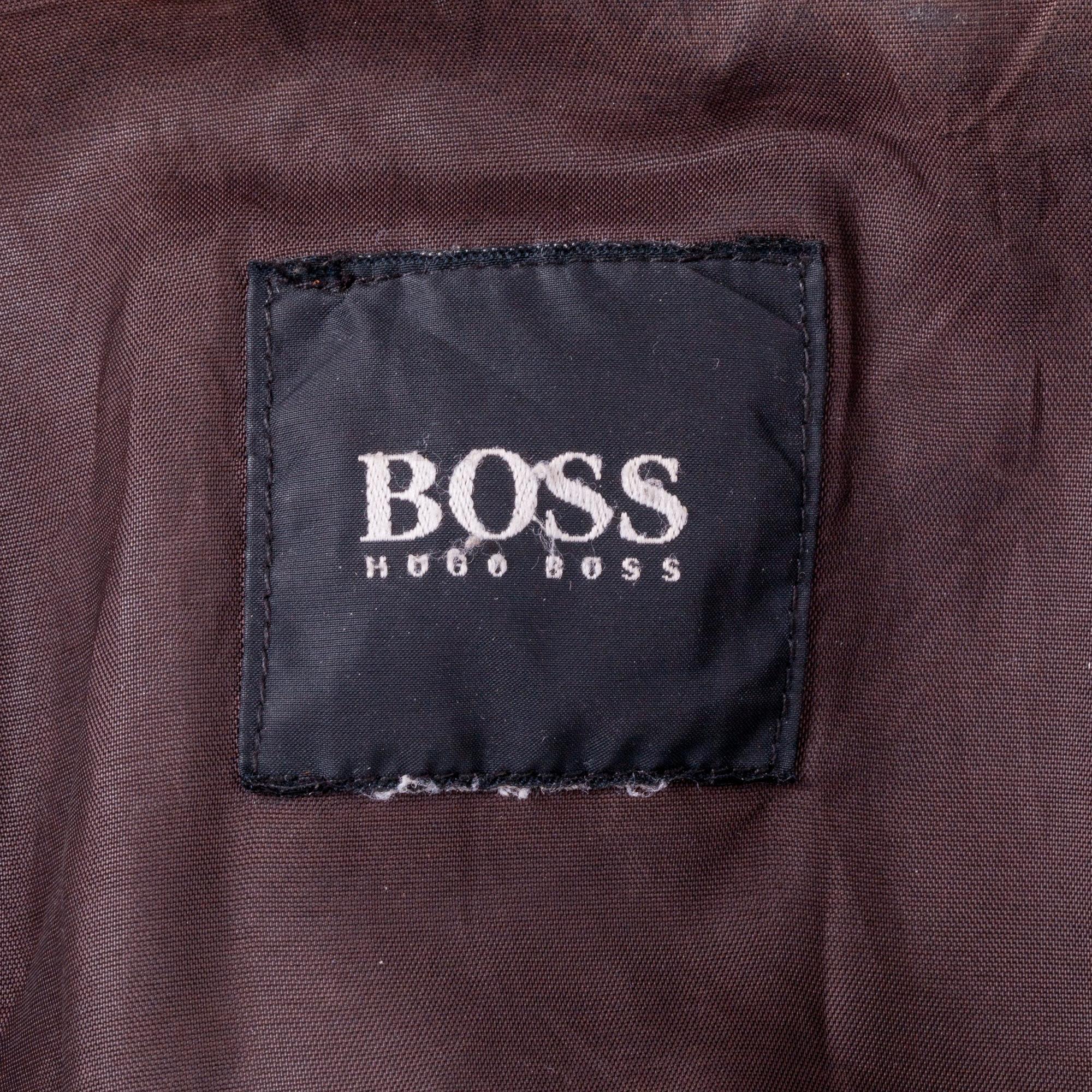 HUGO BOSS, a brown mens leather jacket, size 48.