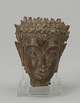 A bronze head of Buddha, Thailand.