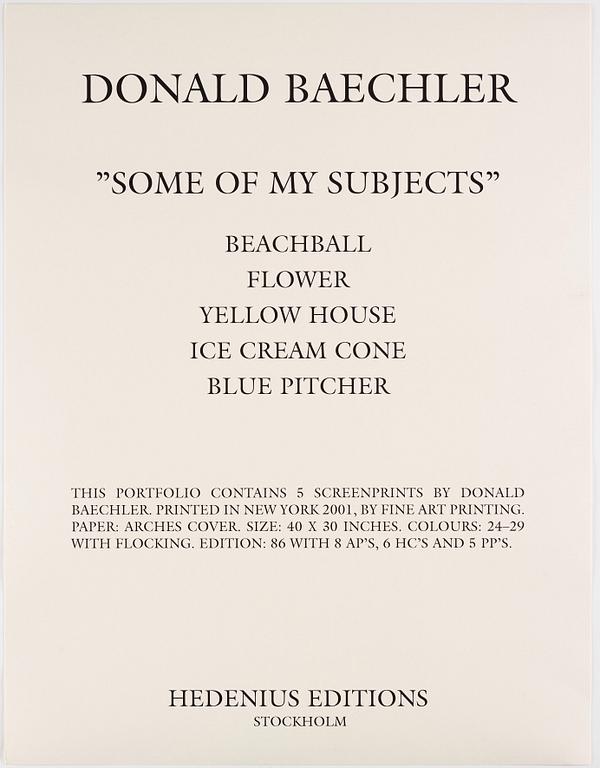 Donald Baechler, "Some of my subjects" portfolio with 5 color screenprints.