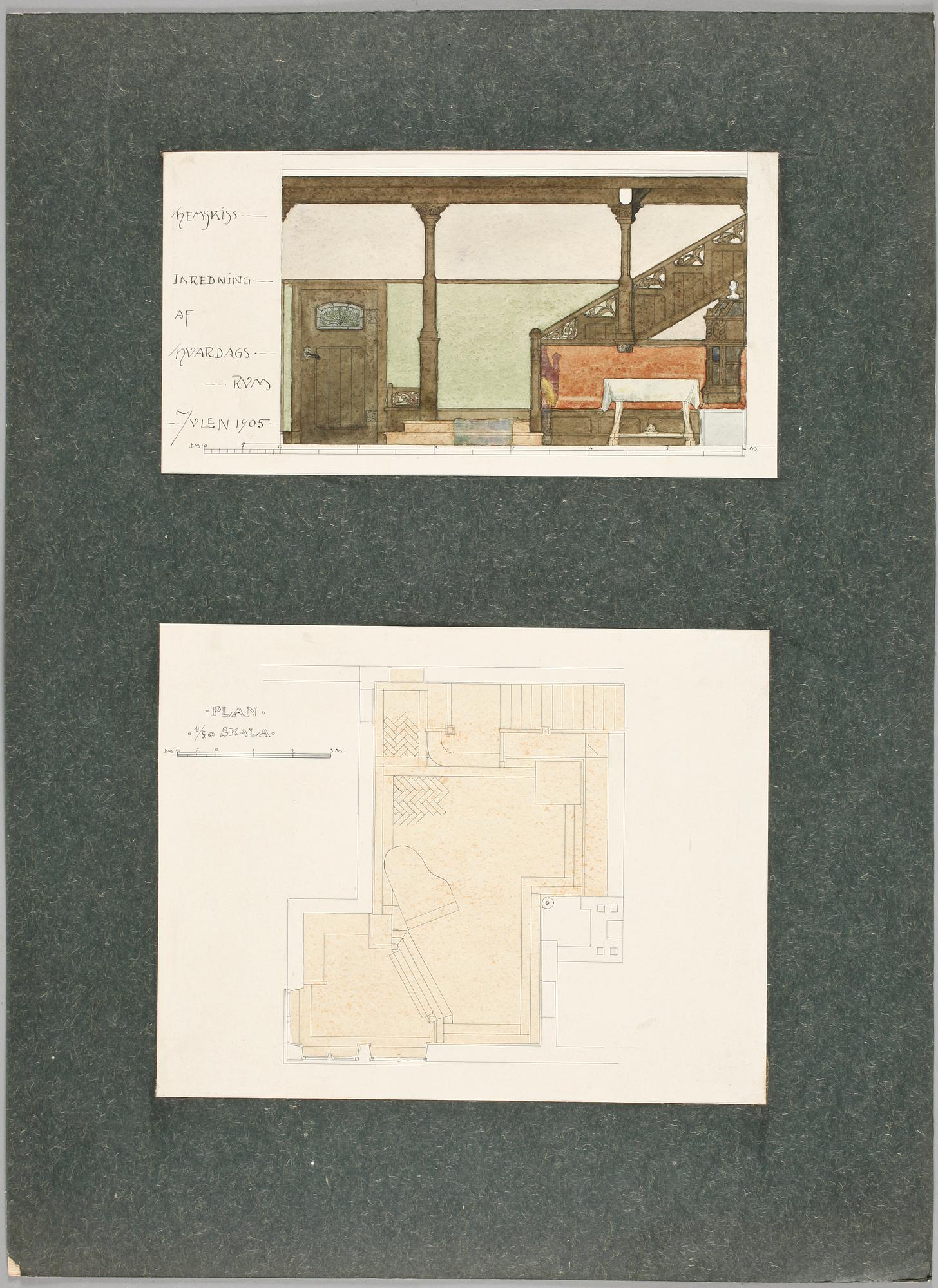 HARALD FALKMAN, ARKITEKTURRITNINGAR, ca 20 st samt, AKADEMITECKNINGAR, 4 ST, sign, dat tidigt 1900-tal.