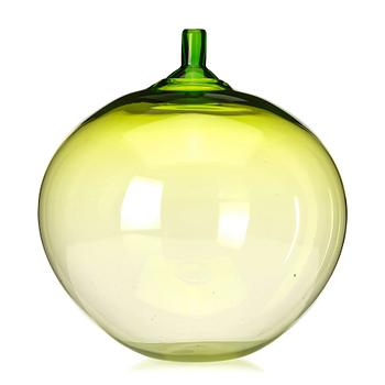 Ingeborg Lundin, a green 'Äpplet' (The apple) glass vase, Orrefors, Sweden.