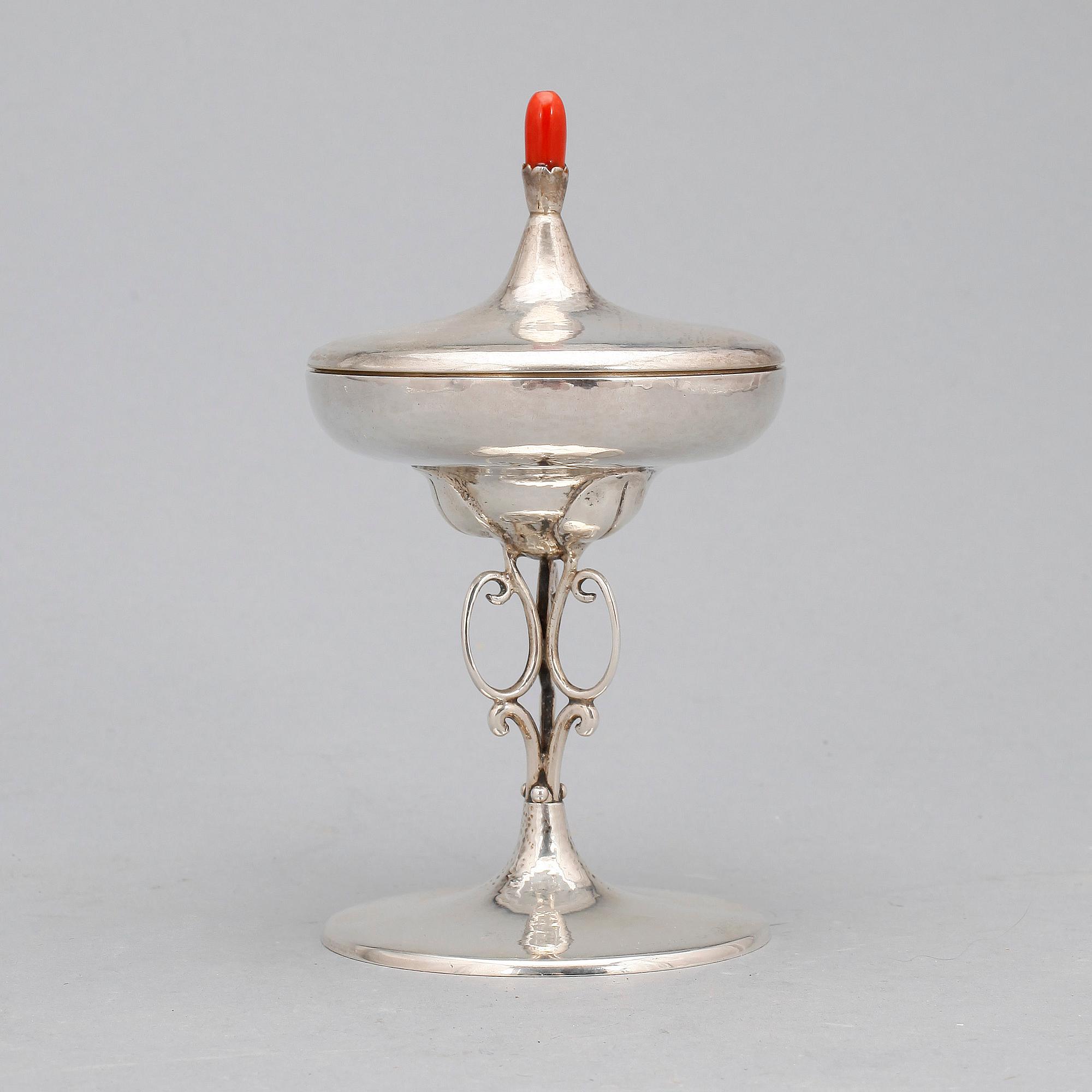 SKÅL MED LOCK, silver, Claes Adolf Sandberg, Helsingborg, 1918.