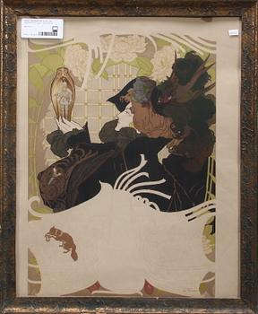 GEORGES DE FEURE, efter, litografiskt tryck, jugend, tidigt 1900-tal.