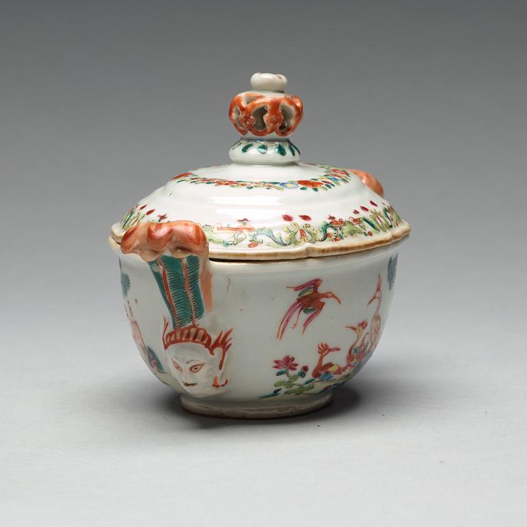 A famille rose 'du paquier' butter tureen with cover, Qing dynasty, Qianlong (1736-95).