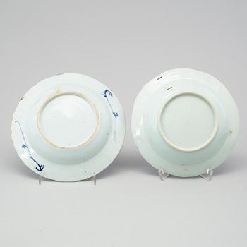 A group of various small blue and white Chinese export porcelain dishes, 18th century.