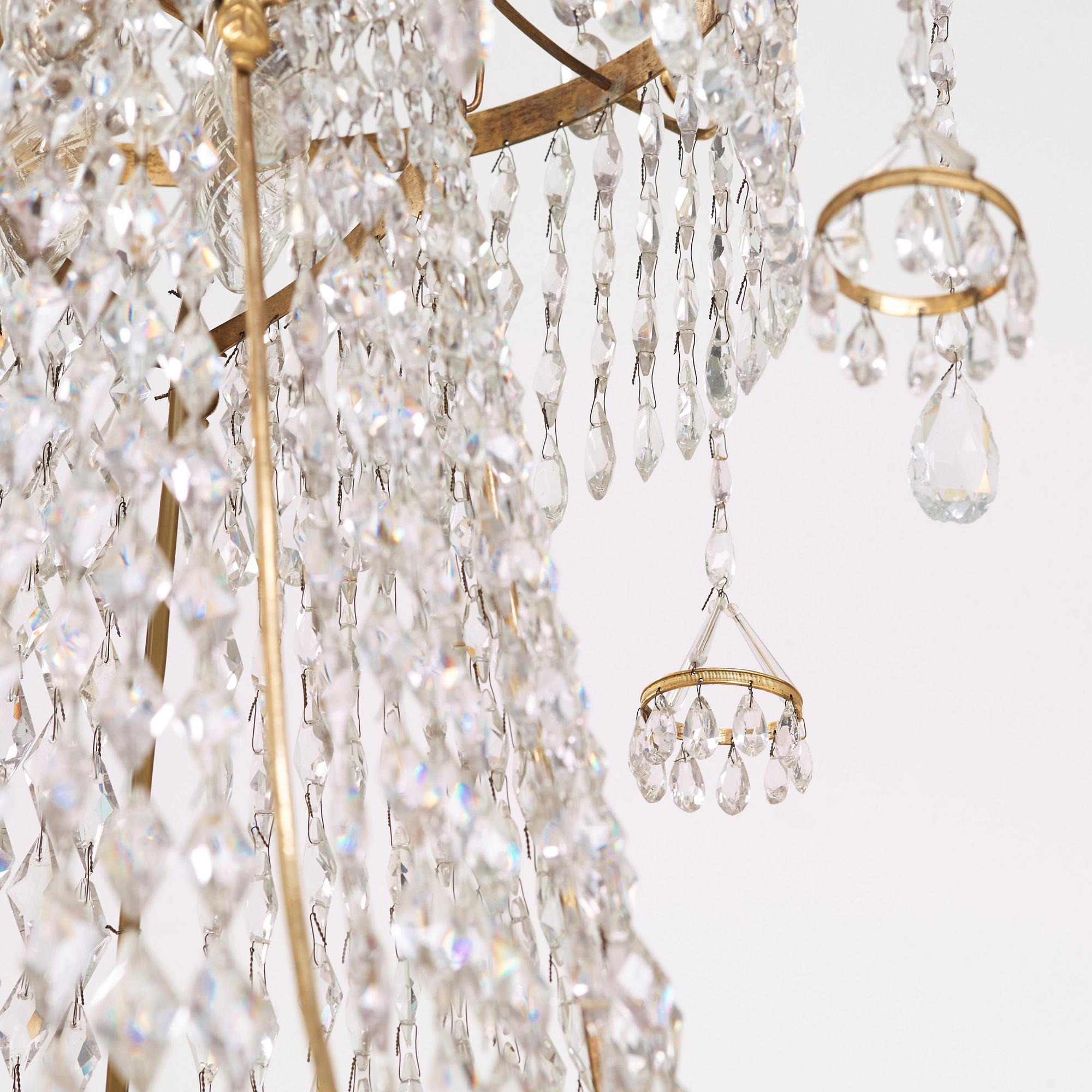 A late Gustavian fifteen-light chandelier by C. H. Brolin (1765-1832).