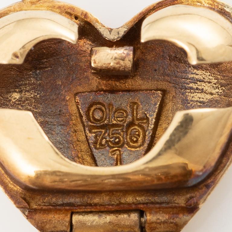 Necklace, Ole Lynggaard, with heart-shaped clasp in 18K gold set with brilliant-cut diamonds, chain in silver with four strands.