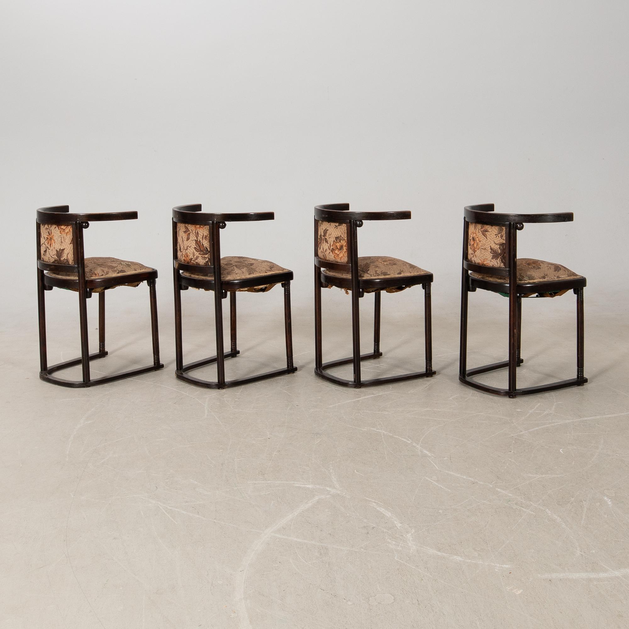 Josef Hoffmann, attributed, armchairs, 4 pcs, Art Deco, first half of the 20th century.