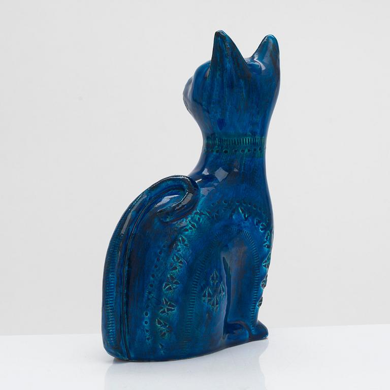 Aldo Londi, a 1960s 'Rimini blu' cat figurine, Bitossi, Montelupo Fiorentino, Itally.