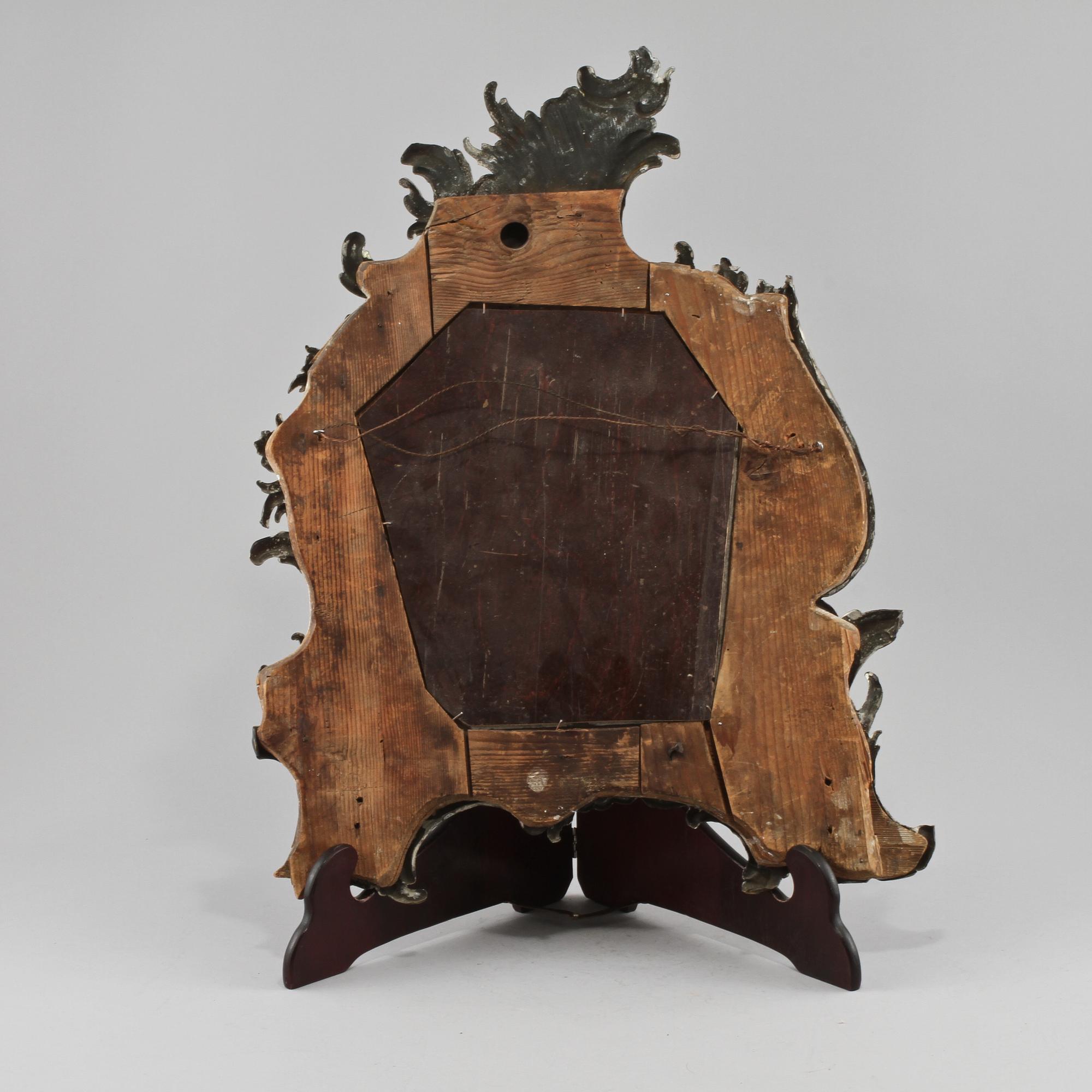 SPEGEL, försilvrad plåt, rokoko, 1700-tal.