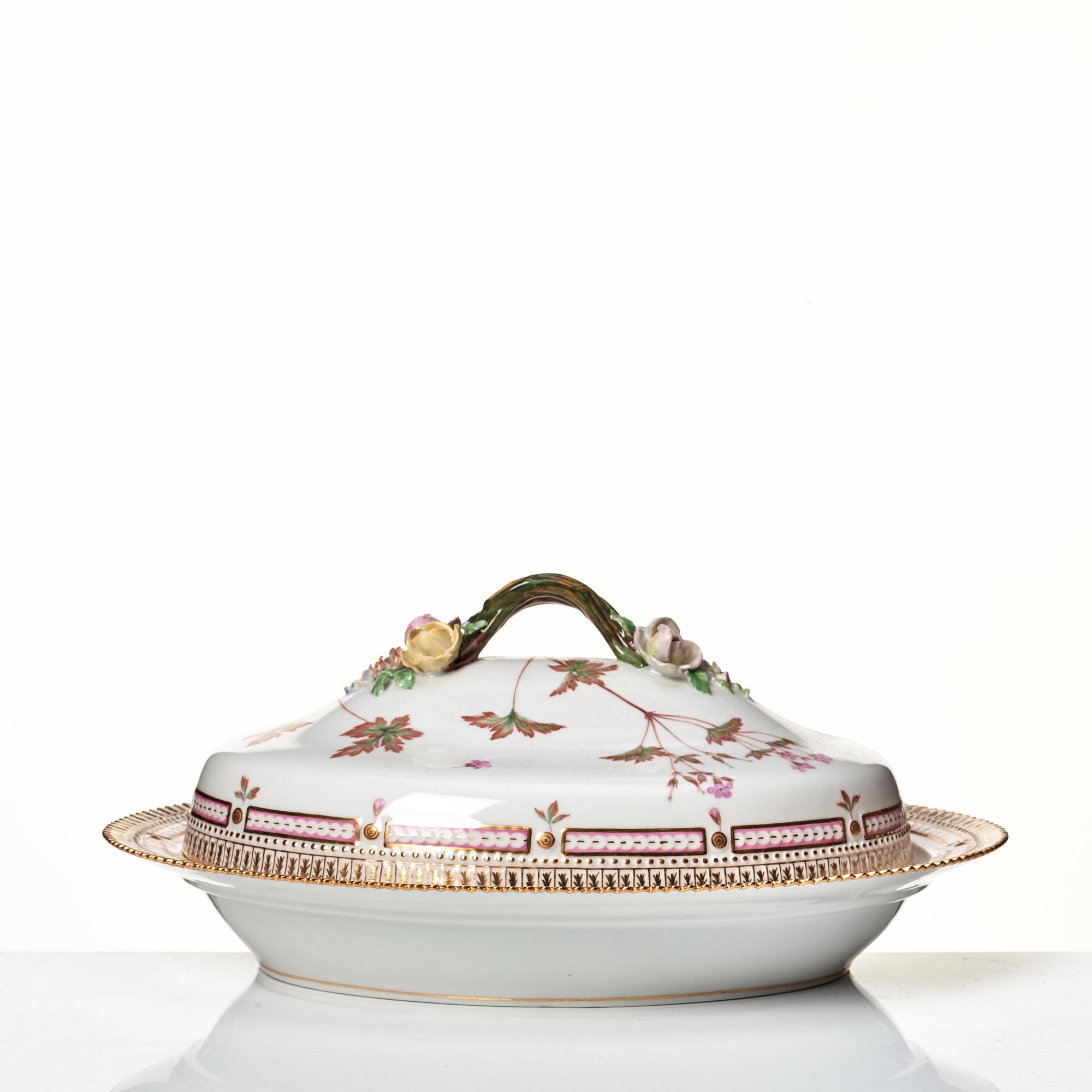 A Royal Copenhagen 'Flora Danica' vegetable tureen with cover, Denmark, 20th Century.