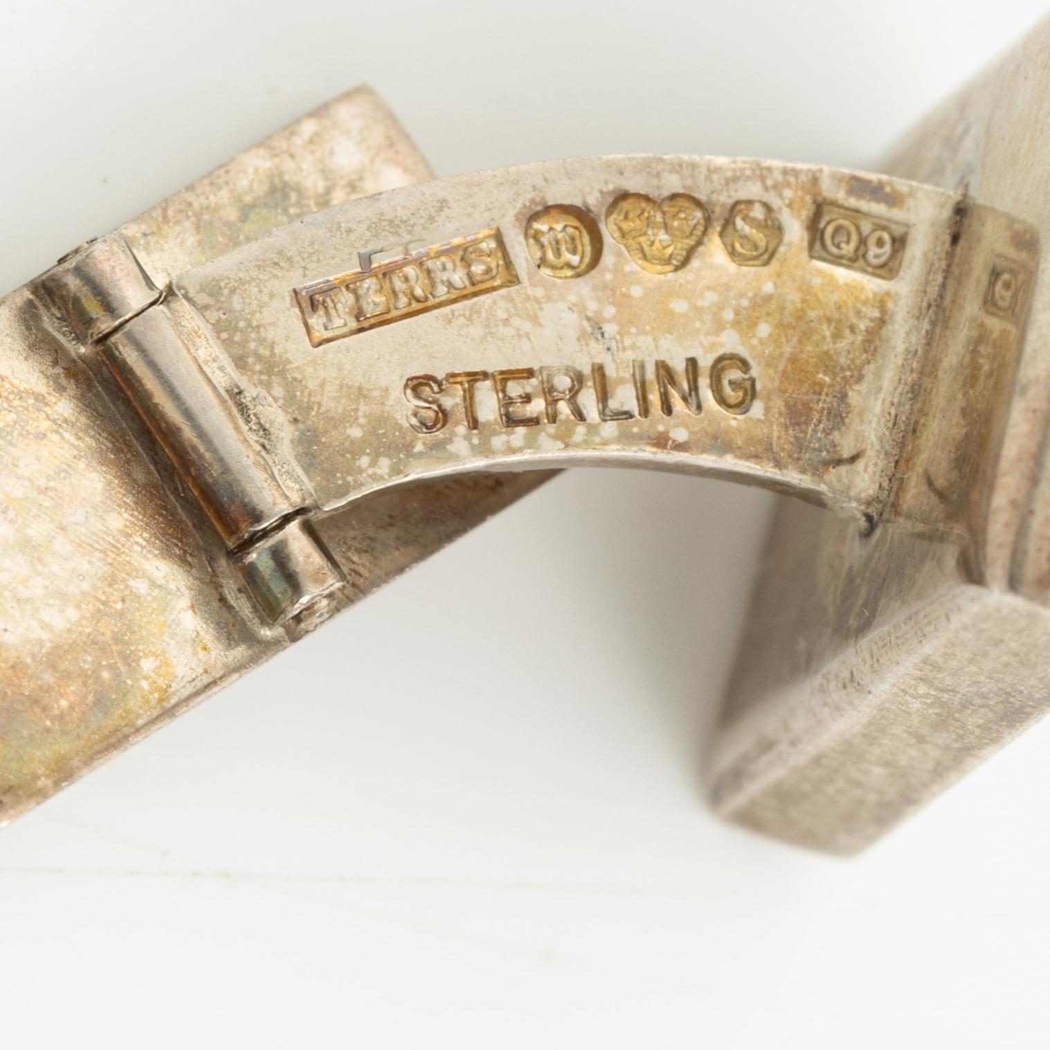 PA Lundahl-Terrs, three pairs of cufflinks, sterling silver and spectrolite, Växjö 1965, 1966 and 1969.