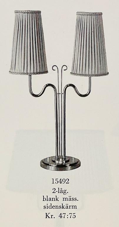 Harald Notini, a table lamp, model '15492', Arvid Böhlmarks Lampfabrik, Sweden, 1940s.