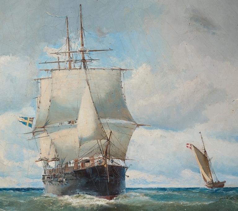 Christian Fredrik Swensson (Svensson), Seascape with ships - scene from Öresund.