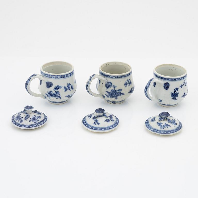 A set of six blue and white custard cups with stands, Qing dynasty, Qianlong (1736-95).