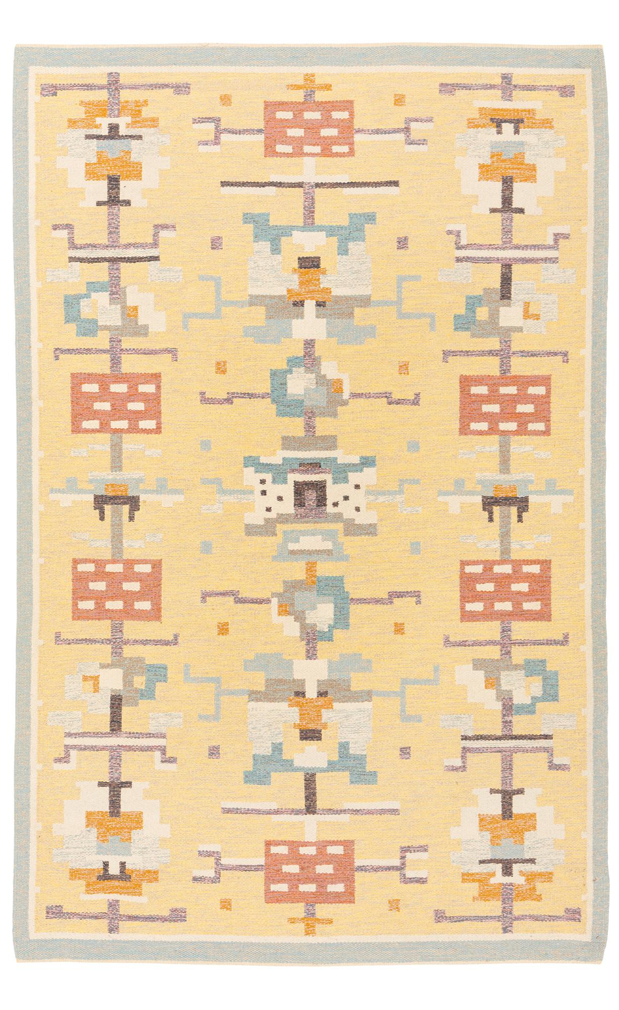 Agda Österberg, matta, rölakan, ca 303 x 194 cm, baksidan med broderad signatur.