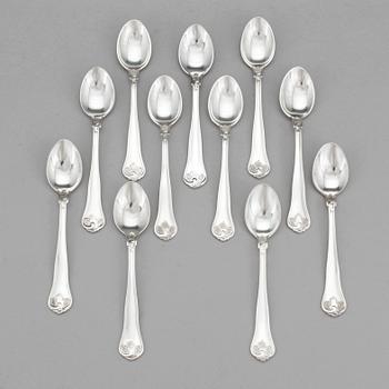 KAFFESKEDAR, 11 st, silver, "Sachsisk", Cohr och Mema,  sent 1900-tal. Vikt 150 gram.