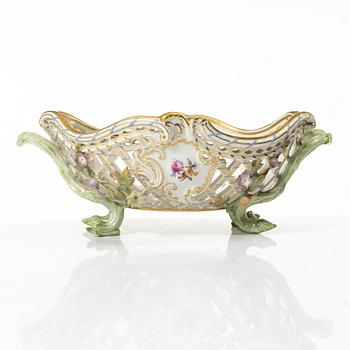 A pierced rococo-style porcelain bowl, KPM, Germany, early 20th century.