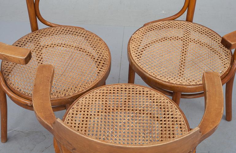 KARMSTOLAR, 3 st, Thonet, 1900-talets första hälft, stämpelmärkta.