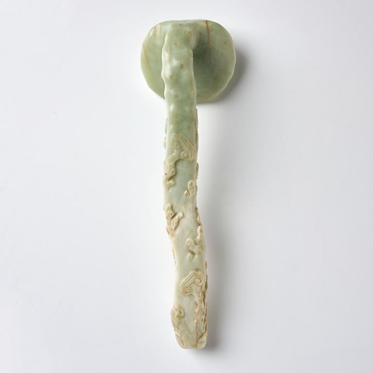 A sculptured nephrite ruyi sceptre, 20th Century.