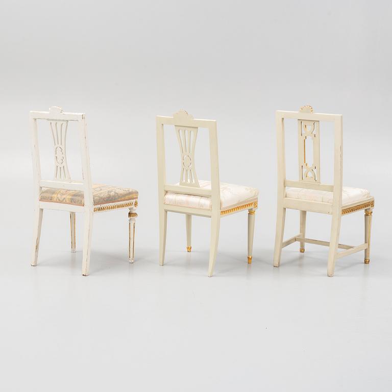 Chairs, 12 similar pieces, late Gustavian, Lindome, late 18th century - early 19th century.