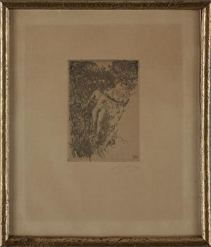 Anders Zorn · ANDERS ZORN, etsning, utförd 1911, signerad med blyerts.