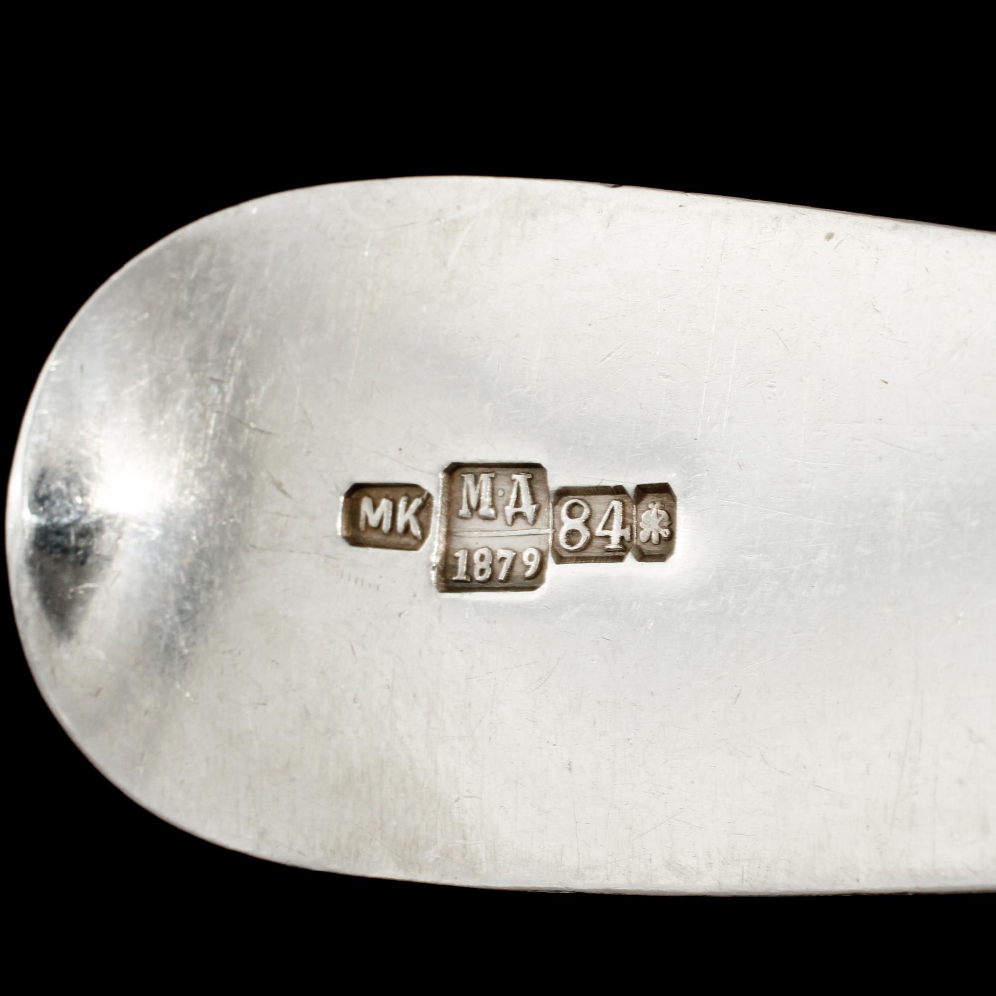 MATGAFFLAR,  12 st, silver, Mathias Kilpeläinen,  St Petersburg, Ryssland, 1879. Vikt 840 g.