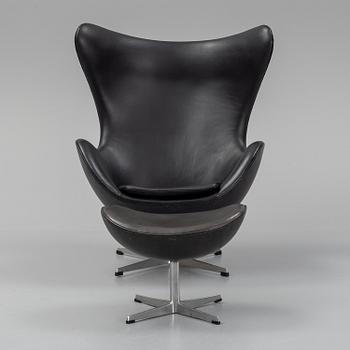 Arne Jacobsen, an 'Egg' swivel chair and ottoman, Fritz Hansen, Denmark.