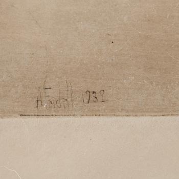 AXEL FRIDELL, torrnål, signerad.