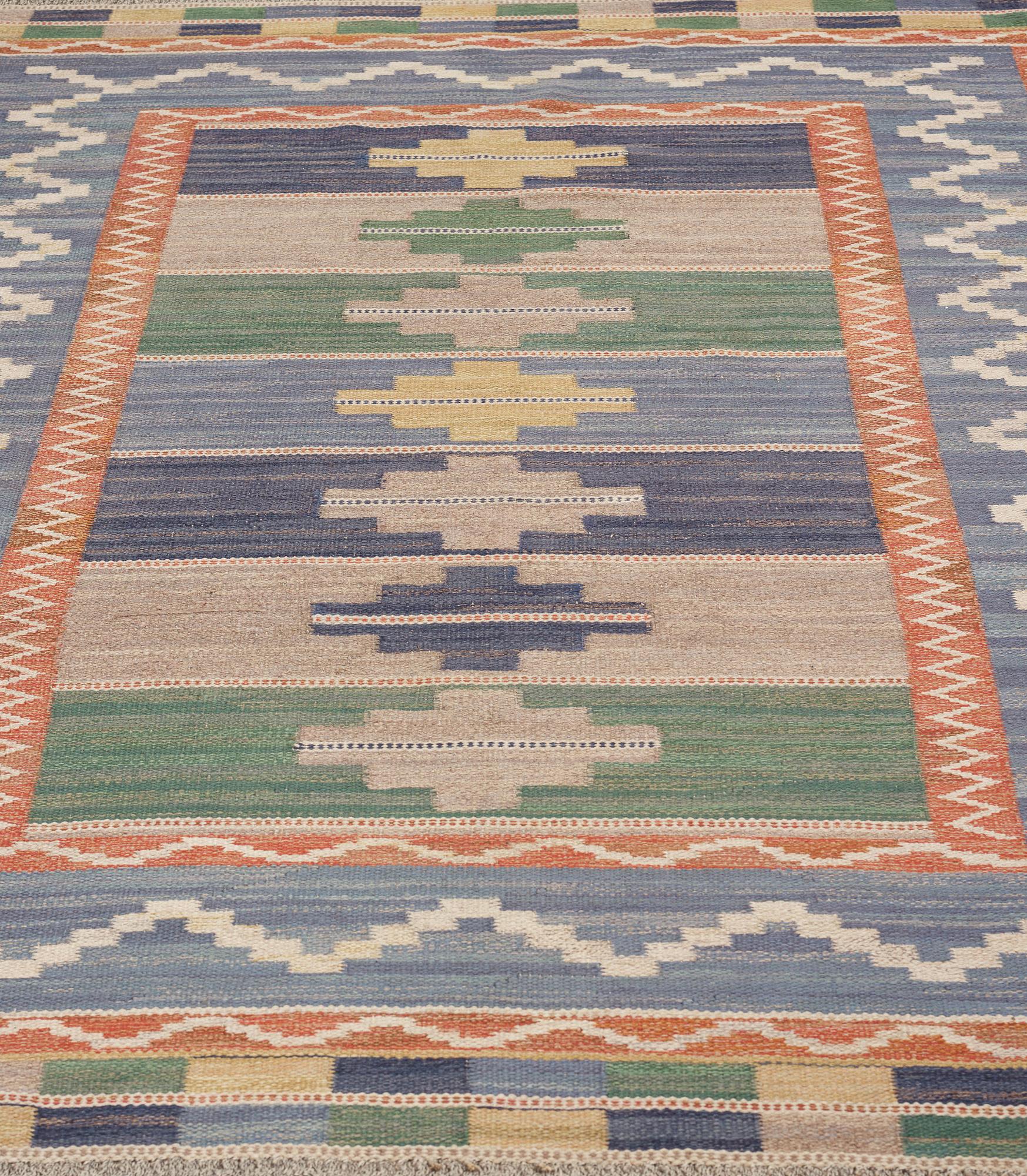 Märta Måås-Fjetterström, MATTA, "Blå taggen", rölakan, ca 249,5 x 177,5 cm, signerad AB MMF.