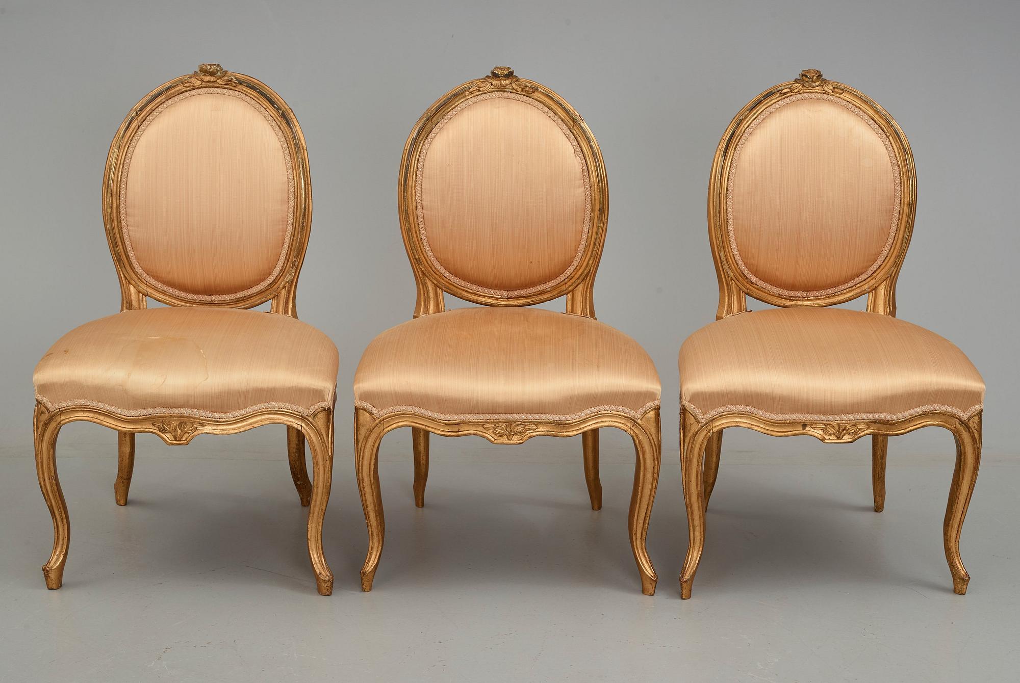 STOLAR, sex stycken, stockholmsarbeten, 1700-talets andra hälft, rokoko/gustavianska.