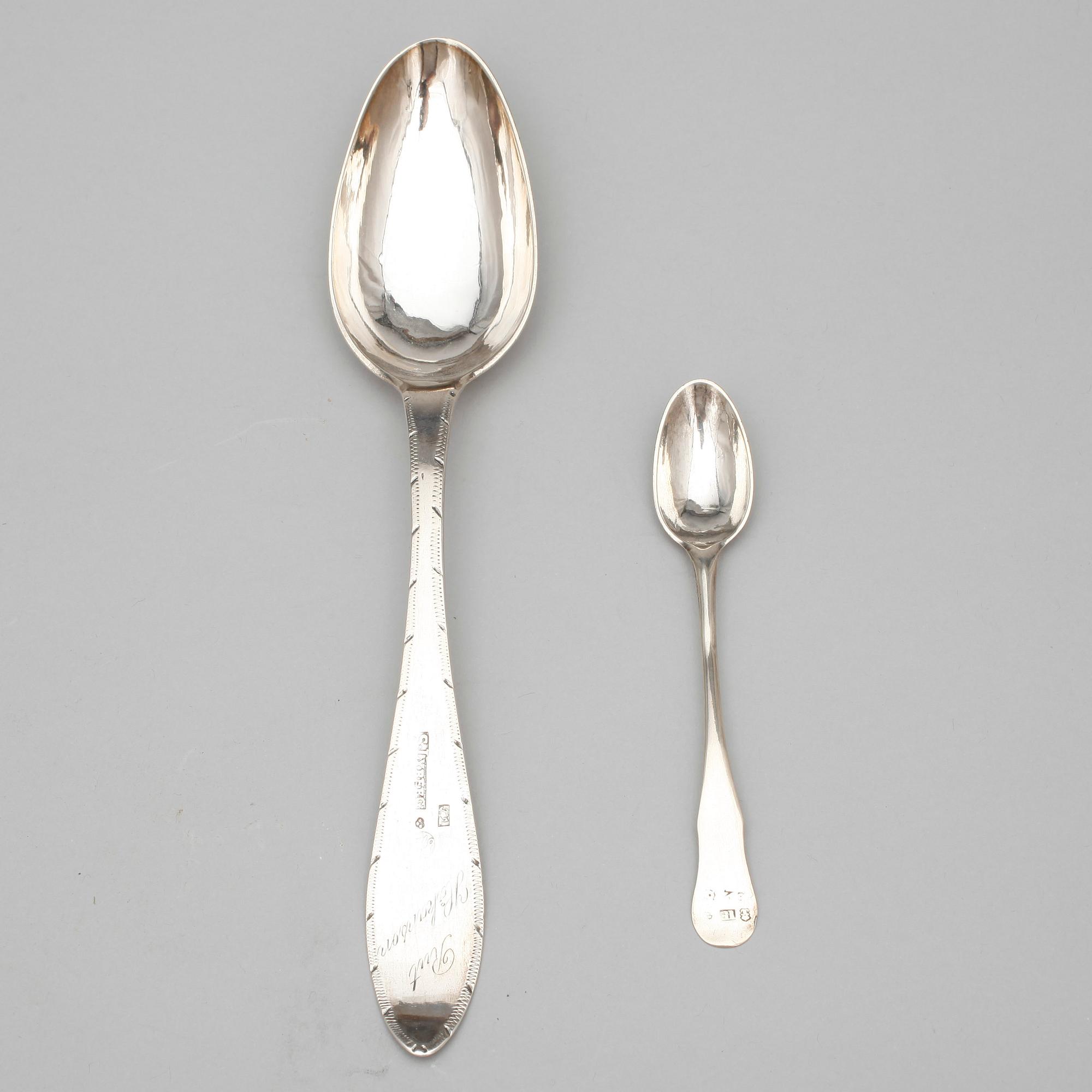 PARTI SILVER, 6 delar, bla K. Anderson. 1800-1900-tal. Tot ca 255 gram.