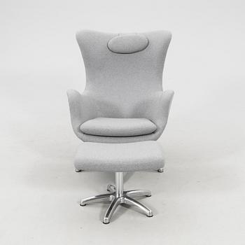 Armchair with footstool "Statys" Bröderna Andersson Riise furniture 2000s.