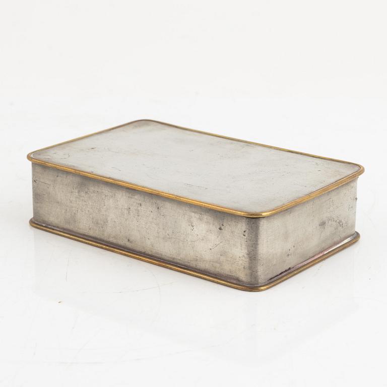 Firma Svenskt Tenn, a pewter and brass box, Stockholm 1936.