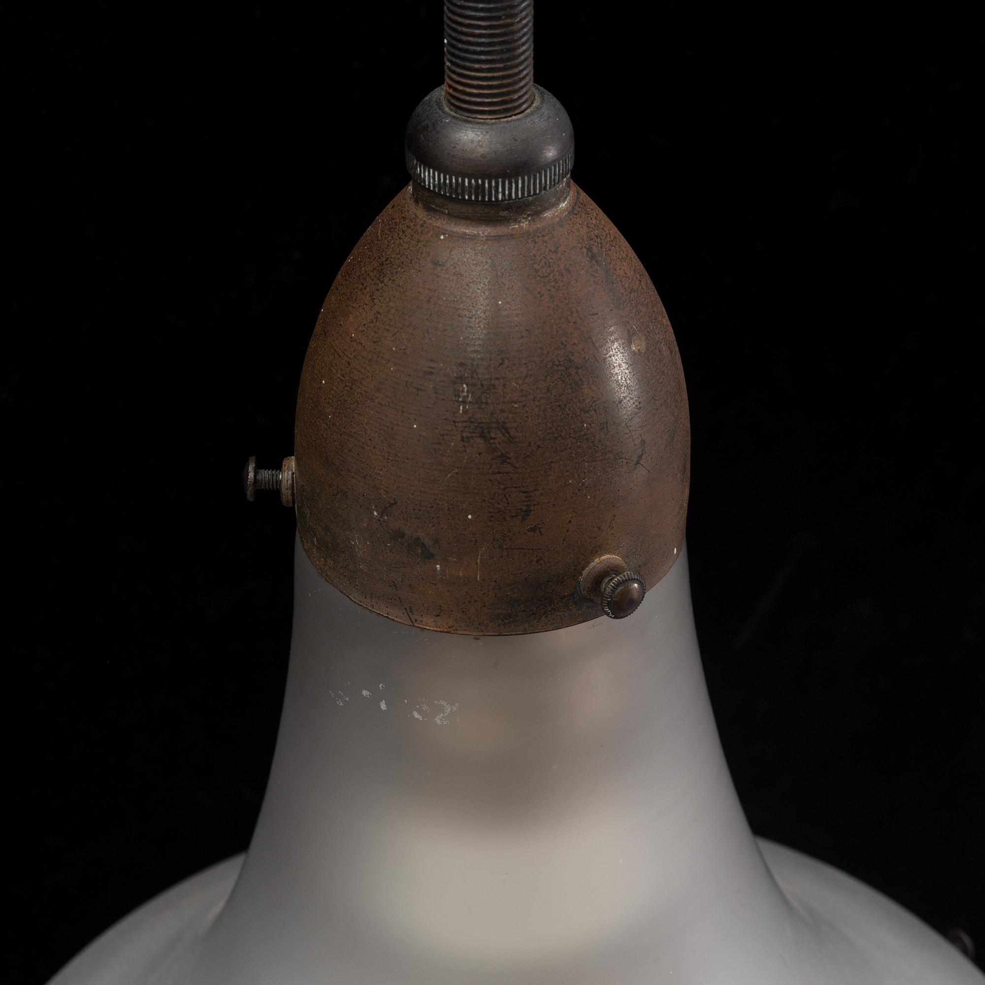 A glass and metall ceiling lamp "Luzette" by Peter Behrens for AEG (Allgemeine Electricitäts-Gesellschaft), Germany.