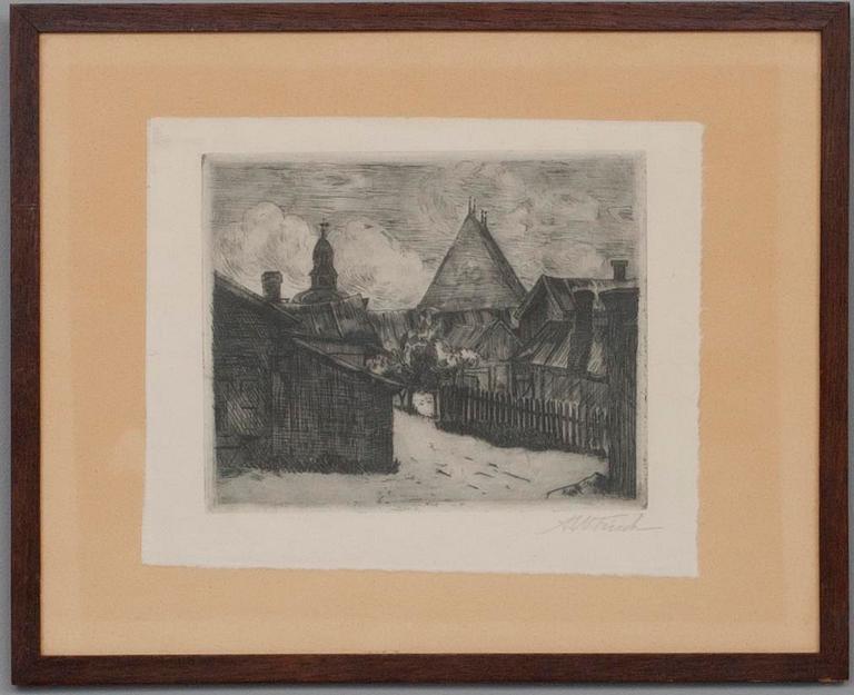 ALFRED WILLIAM FINCH, etsning, signerad.