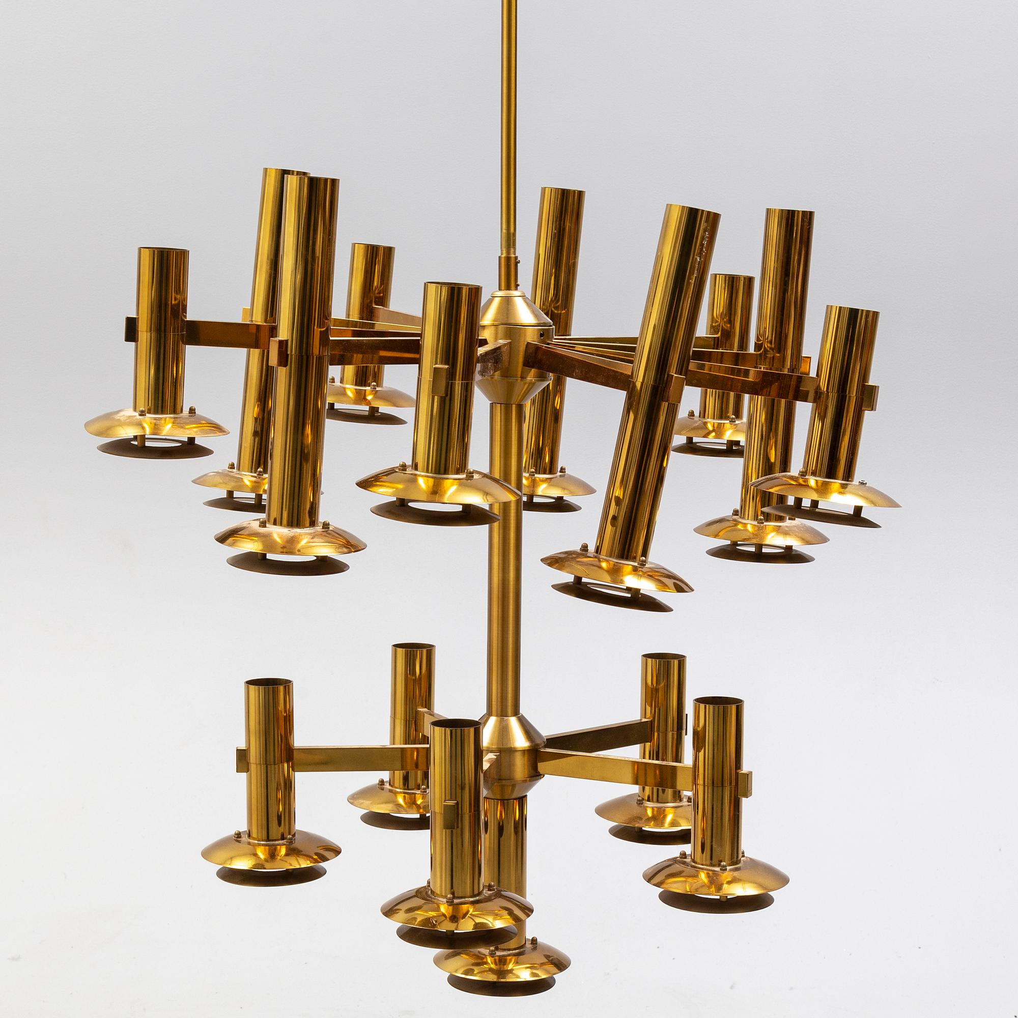 A brass ceiling light by Holger Johansson, Westal.