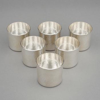 BÄGARE, 6 st, silver, Kurt Ribbhagen, Stockholm, 1980, vikt ca 870 gram.