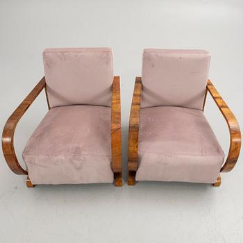 Armchairs, a pair, Art Deco style, 20th century.