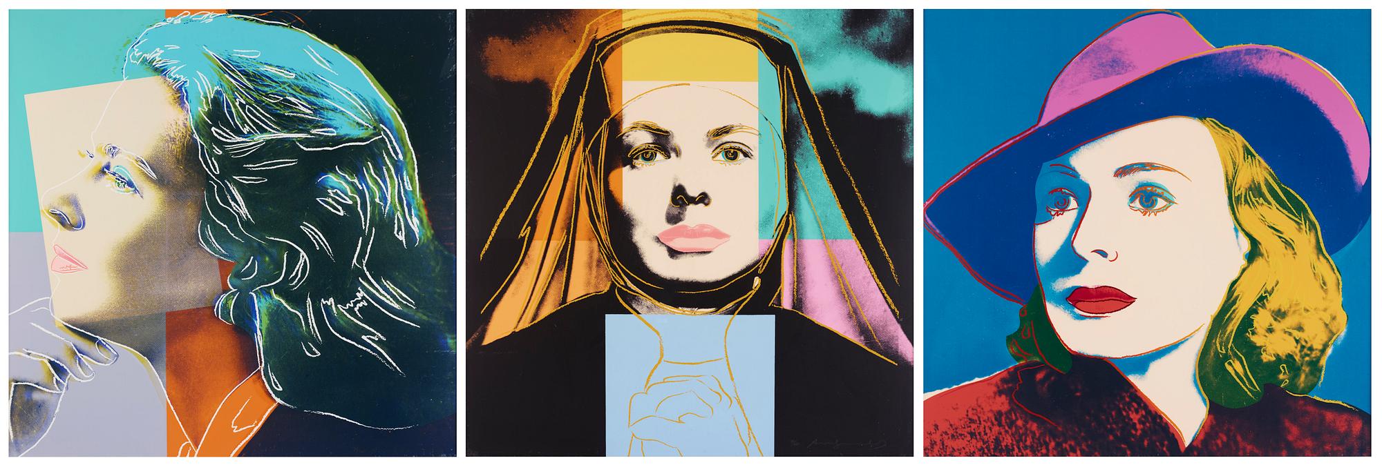 Andy Warhol, "Three portraits of Ingrid Bergman by Andy Warhol".