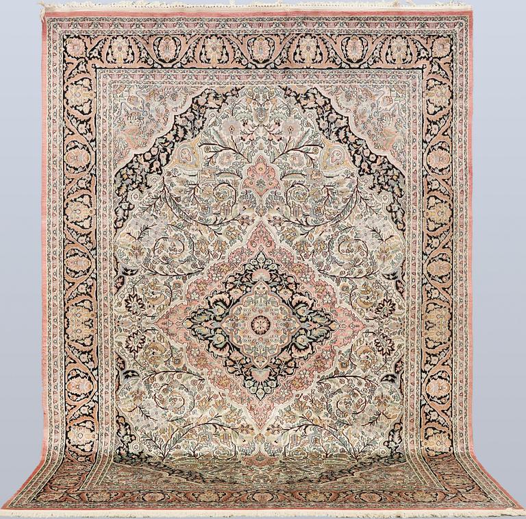 A silk carpet, Kashmir, c. 350 x 243 cm.