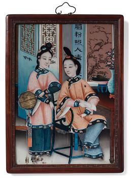 A reverse glass painting by anonymous Chinese artist, Qing dynasty, 19th Century.