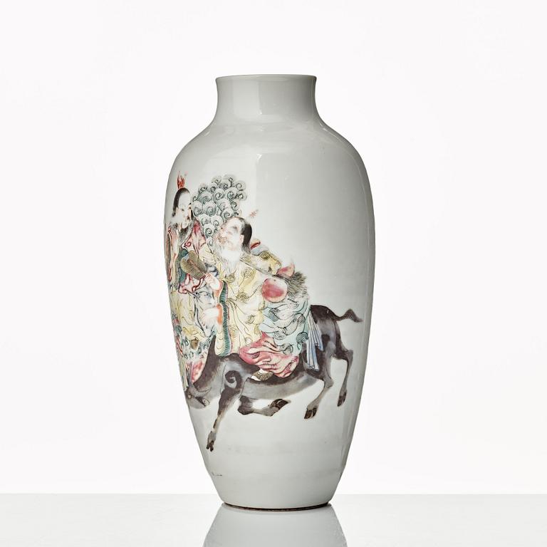 A famille rose vase, presumably Republic with Qianlong mark.