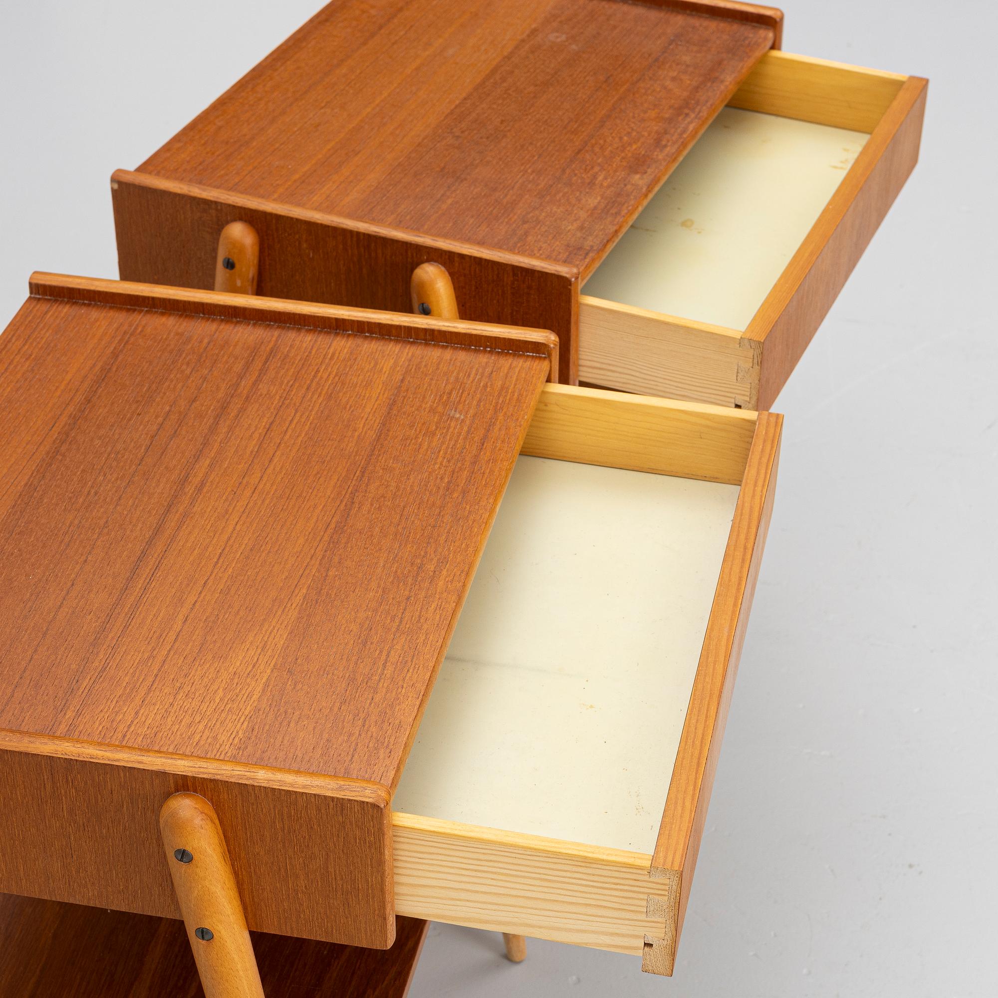 Bedside tables, a pair, 1960s.