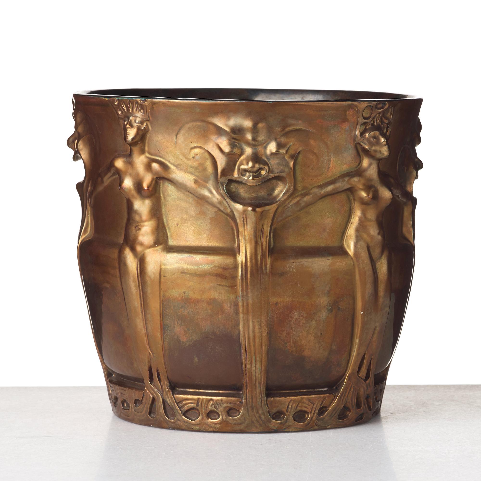 Alf Wallander, an Art Nouveau creamware urn, Röstrand, Sweden circa 1900.