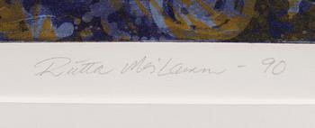 RIITTA MOILANEN, etsaus, akvatinta, signeerattu ja päivätty -90, numeroitu 6/50.
