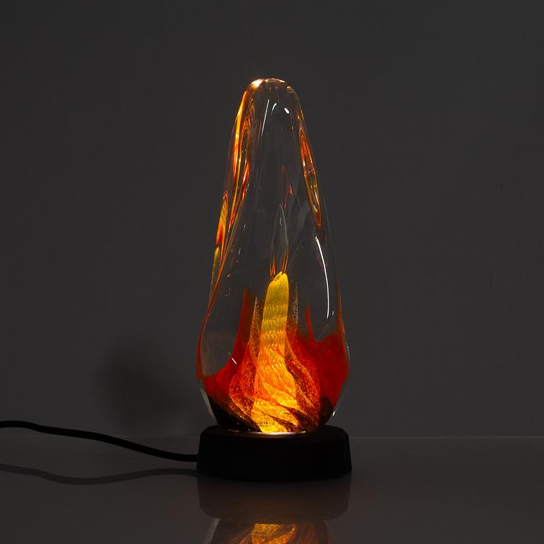 Monica Backström, two glass sculptures, 'Vatten' and 'Eld' from the series 'De fyra elementen', Kosta Boda.